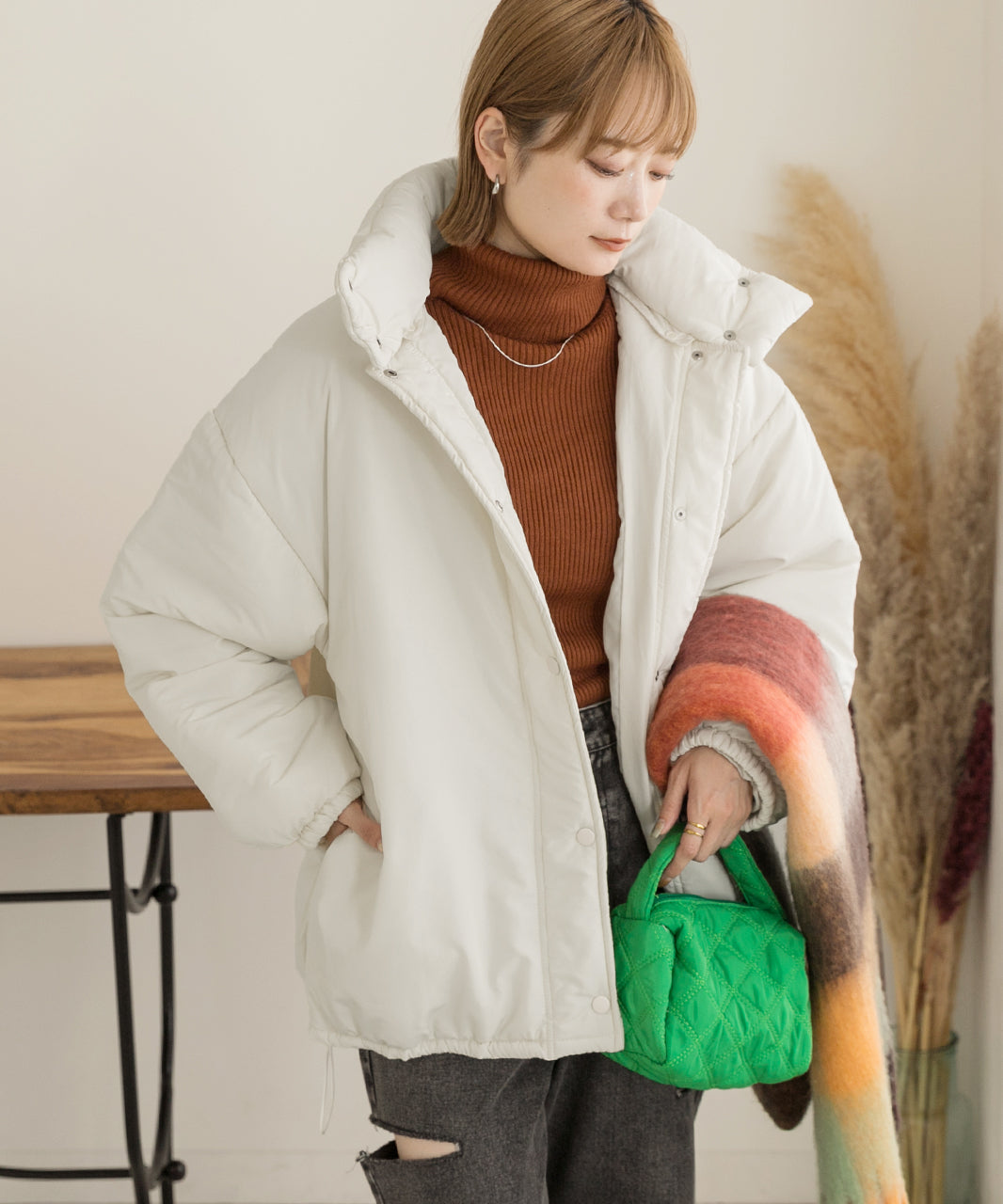 Adthie ad thie 【2023AW New Collection】 Detachable Neck Mid-Weight Blouson