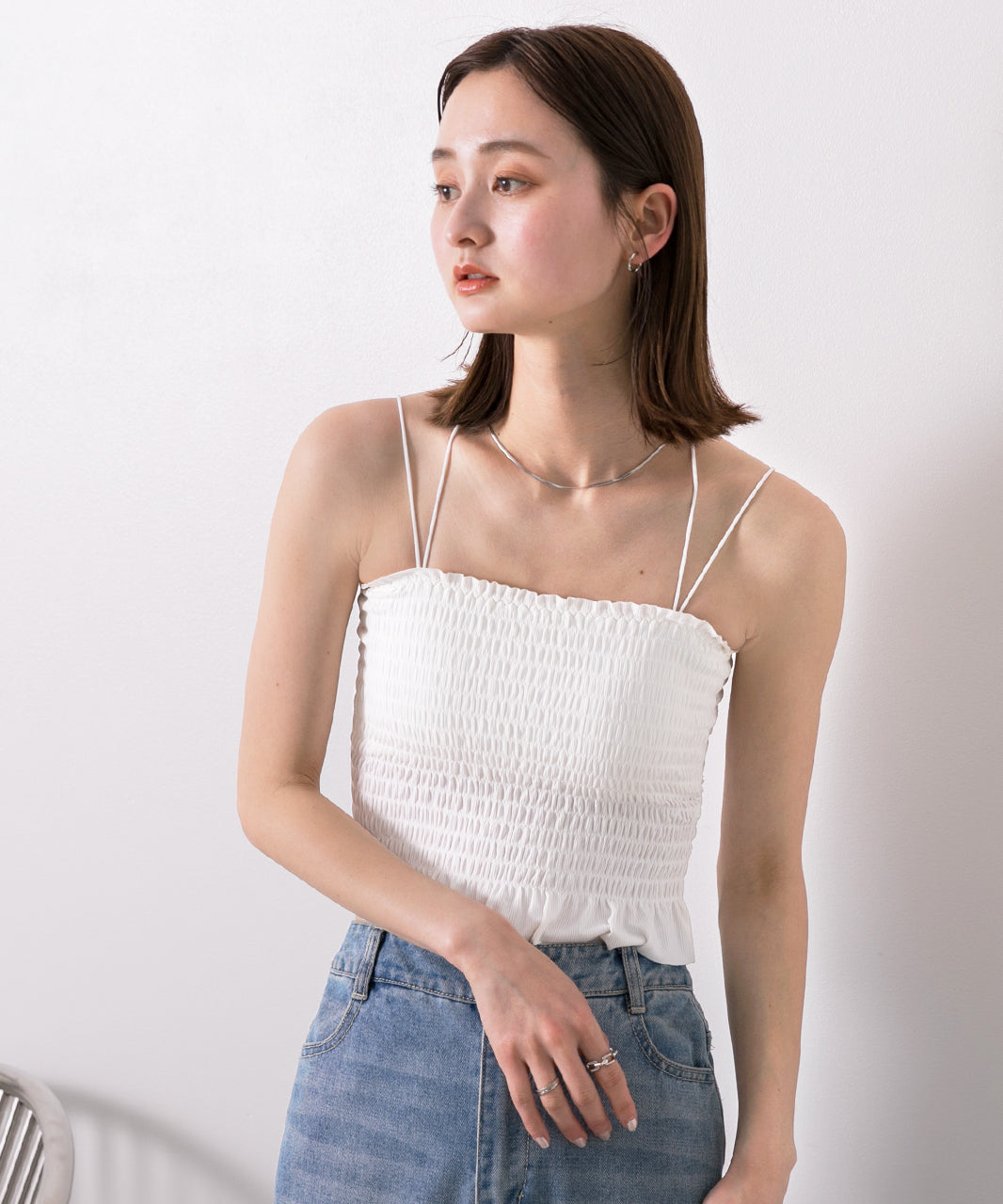 Adthie ad thie 【2024SS New Collection】 Back Cross Shirring Camisole