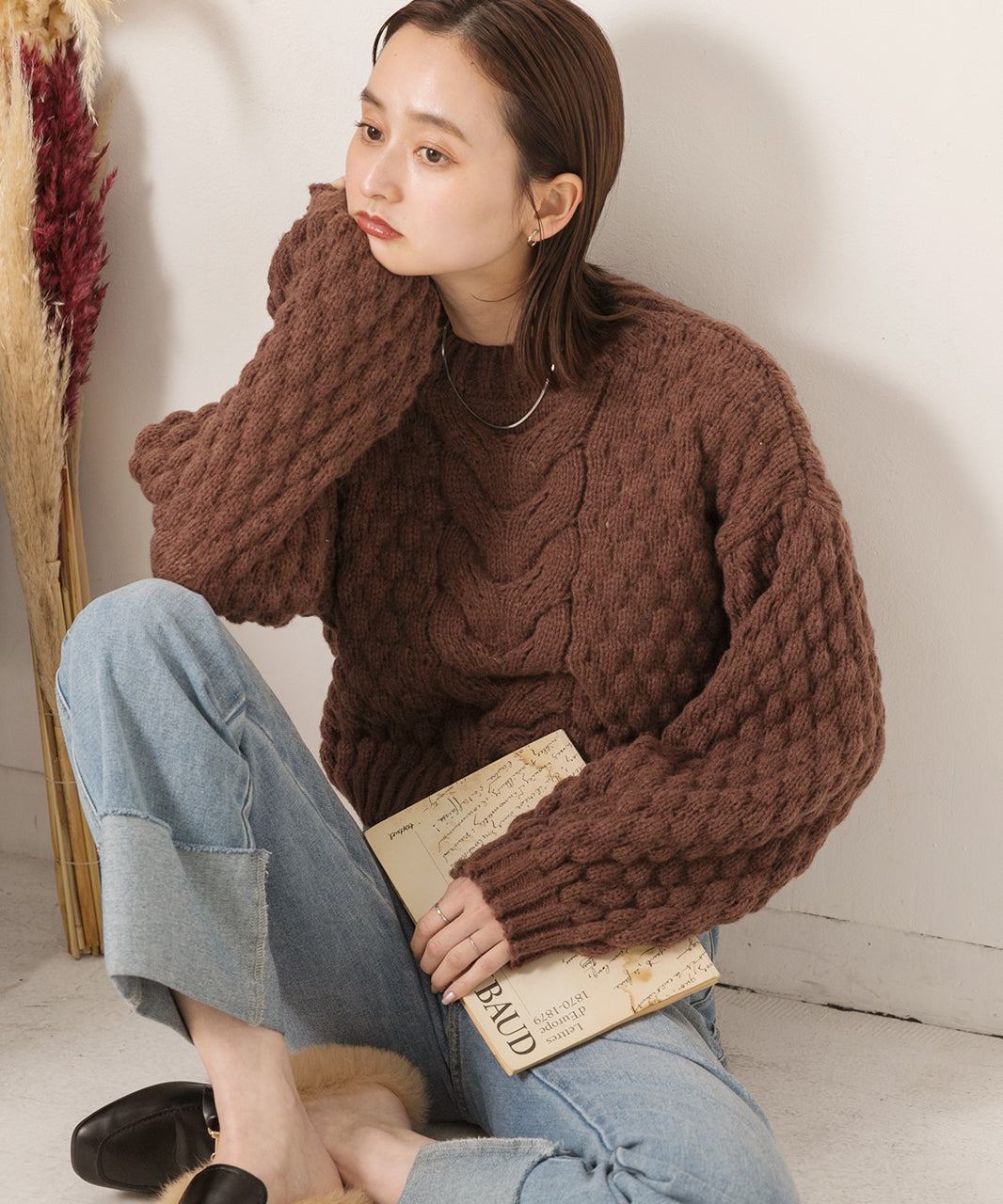 アドティエ ad thie 短版泡泡袖 編織毛衣