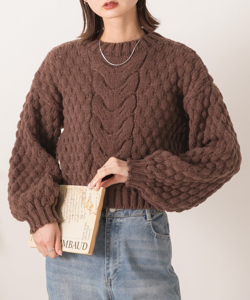 アドティエ ad thie 短版泡泡袖 編織毛衣