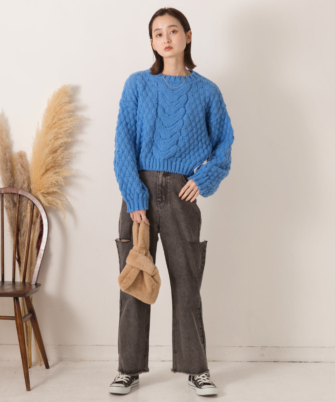 アドティエ ad thie 短版泡泡袖 編織毛衣