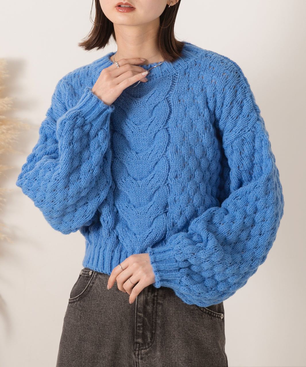 アドティエ ad thie 短版泡泡袖 編織毛衣