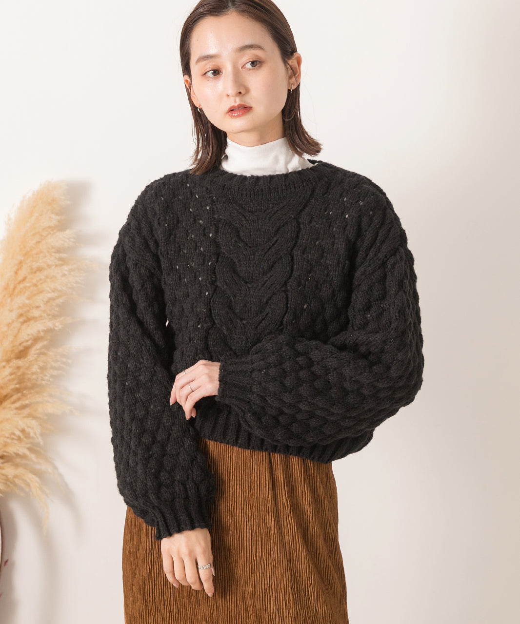 アドティエ ad thie 短版泡泡袖 編織毛衣