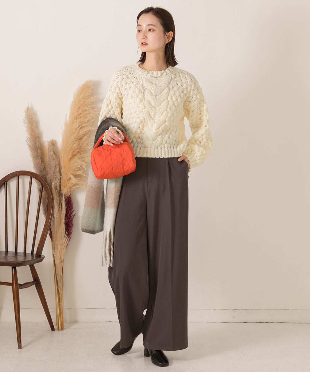 アドティエ ad thie 短版泡泡袖 編織毛衣