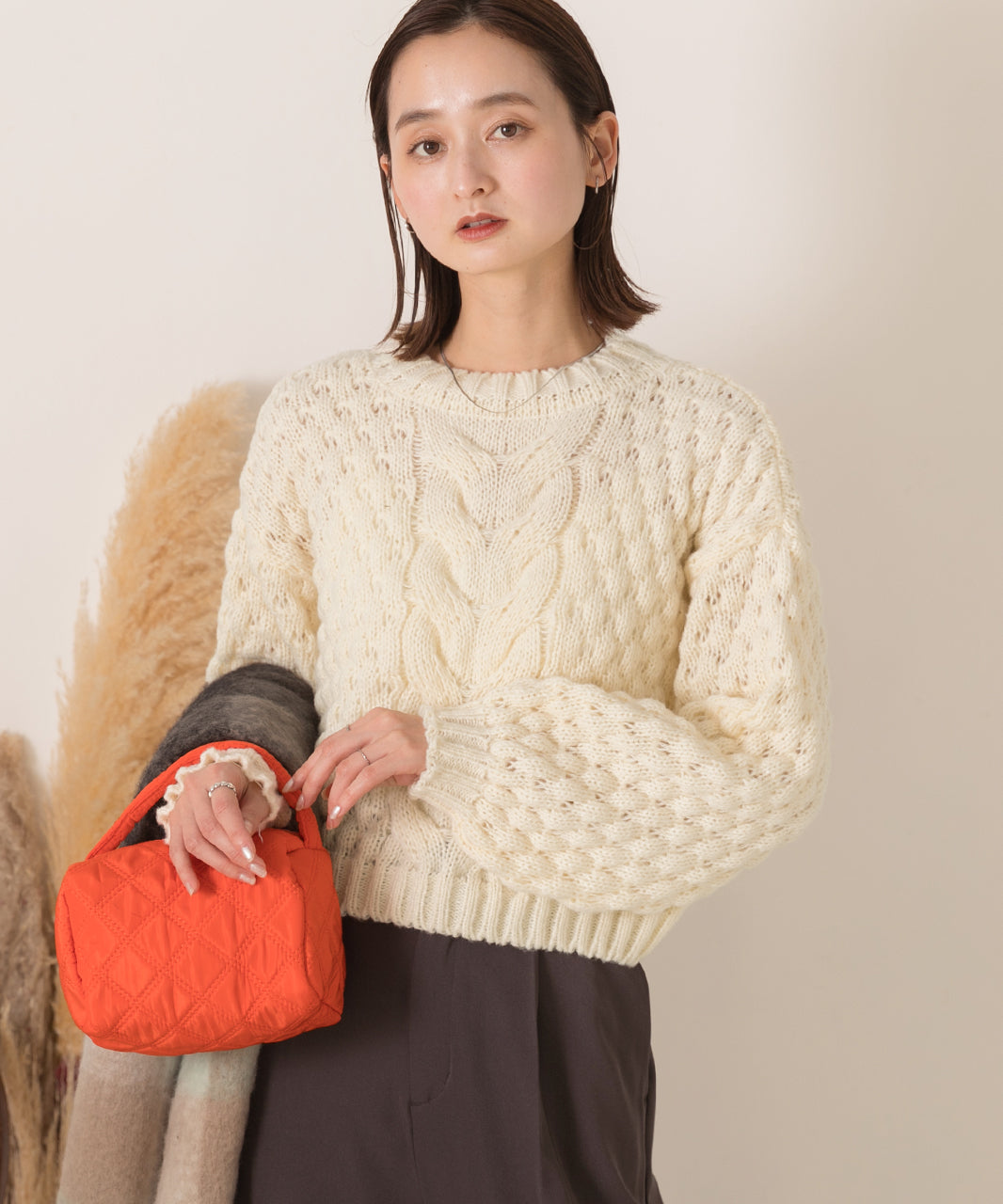 アドティエ ad thie 短版泡泡袖 編織毛衣