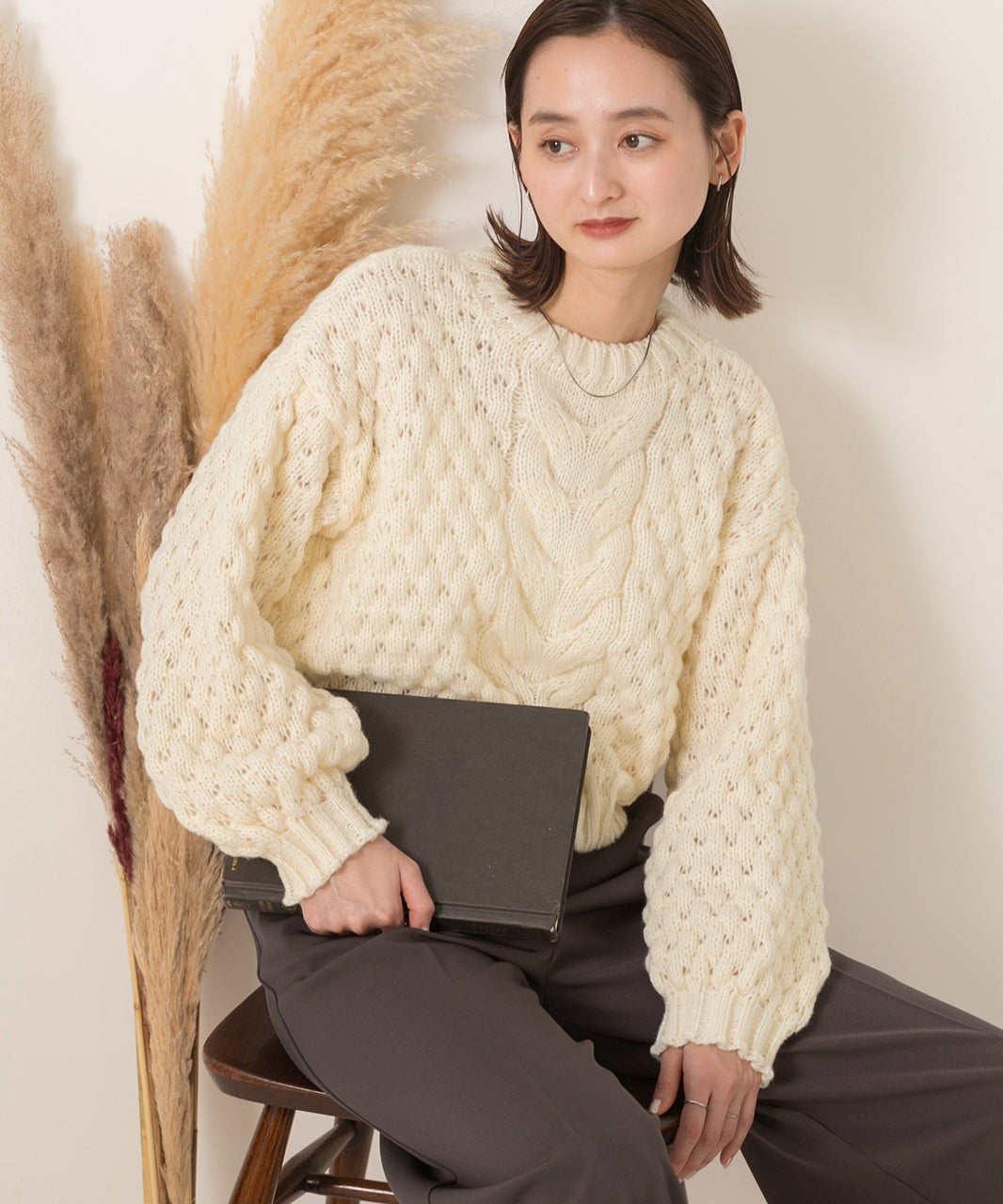 アドティエ ad thie 短版泡泡袖 編織毛衣