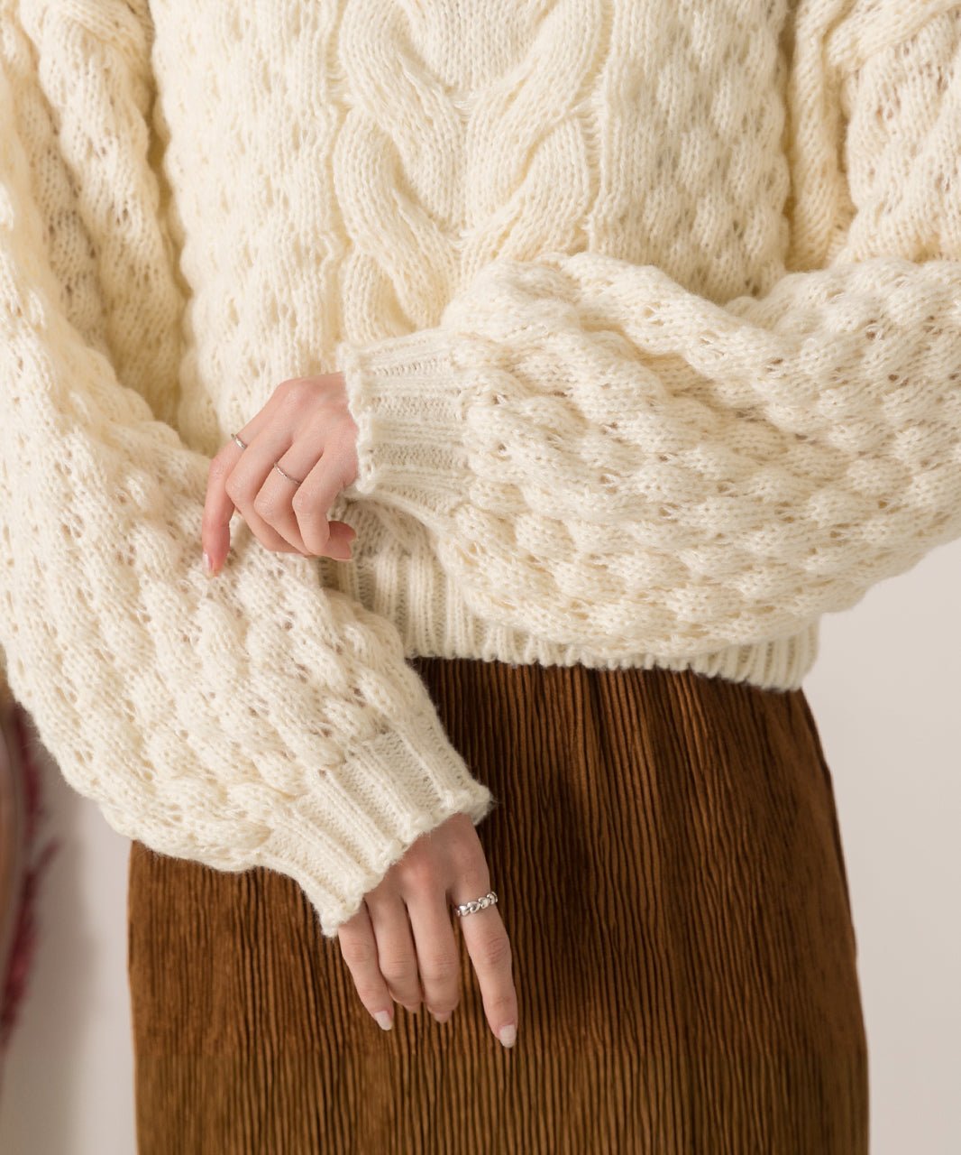 アドティエ ad thie 短版泡泡袖 編織毛衣