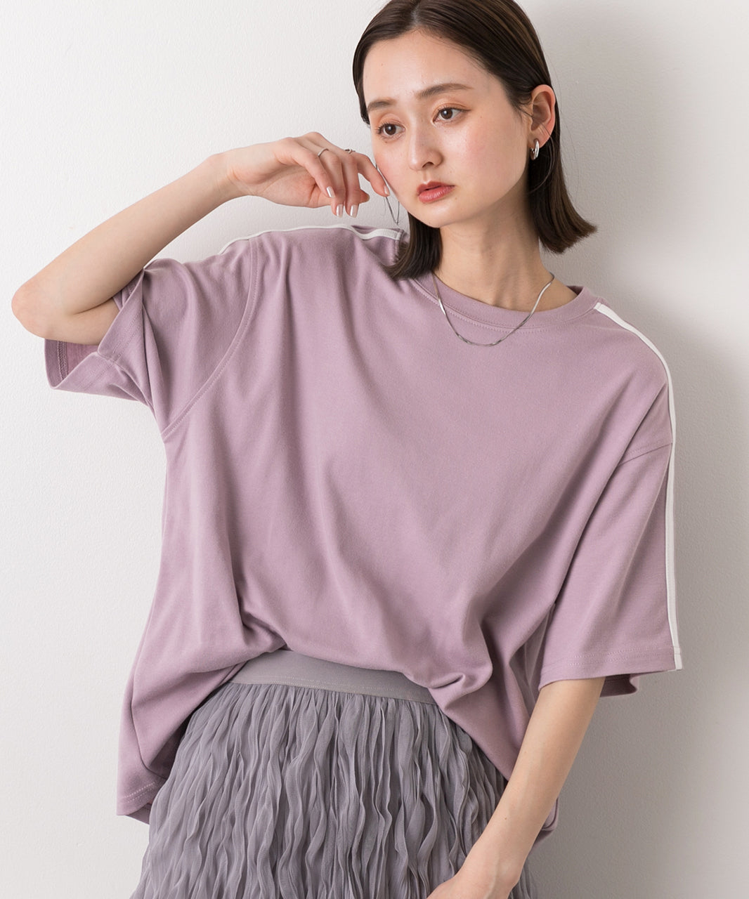 アドティエ ad thie 【2024SS新作】サイドライン スムースTシャツ (ブラック) ブラック