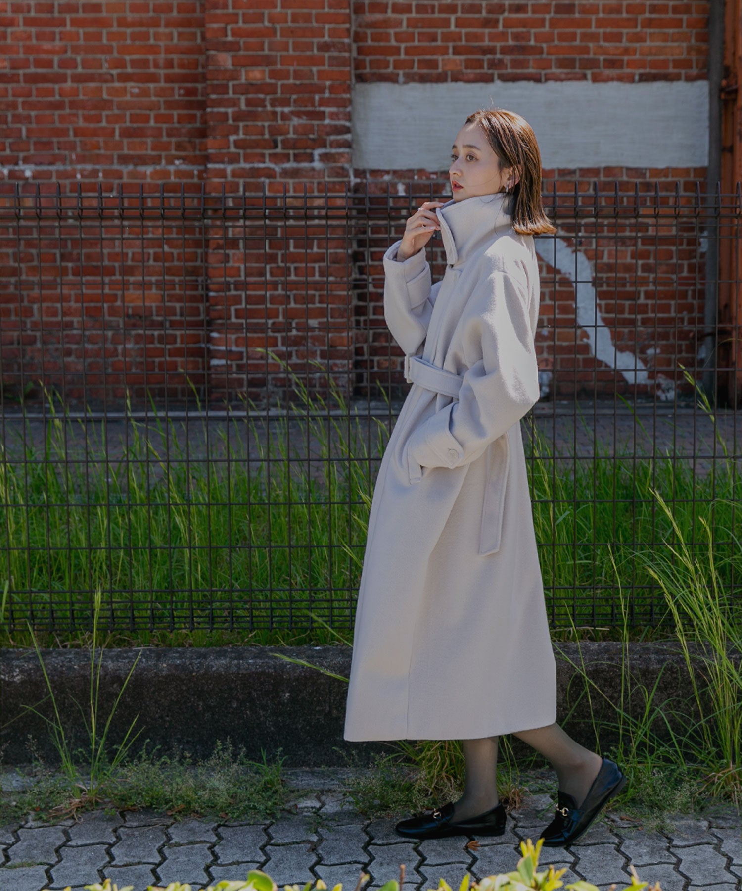 アドティエ ad thie 【2024AW新作】スタンドカラー 2WAYオーバーコート (ブラック) ブラック