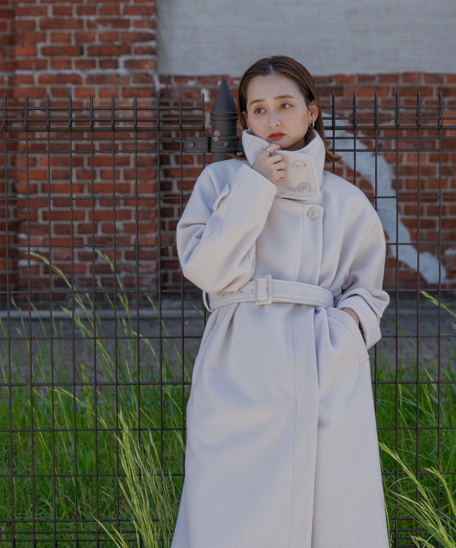 アドティエ ad thie 【2024AW新作】スタンドカラー 2WAYオーバーコート (ブラック) ブラック