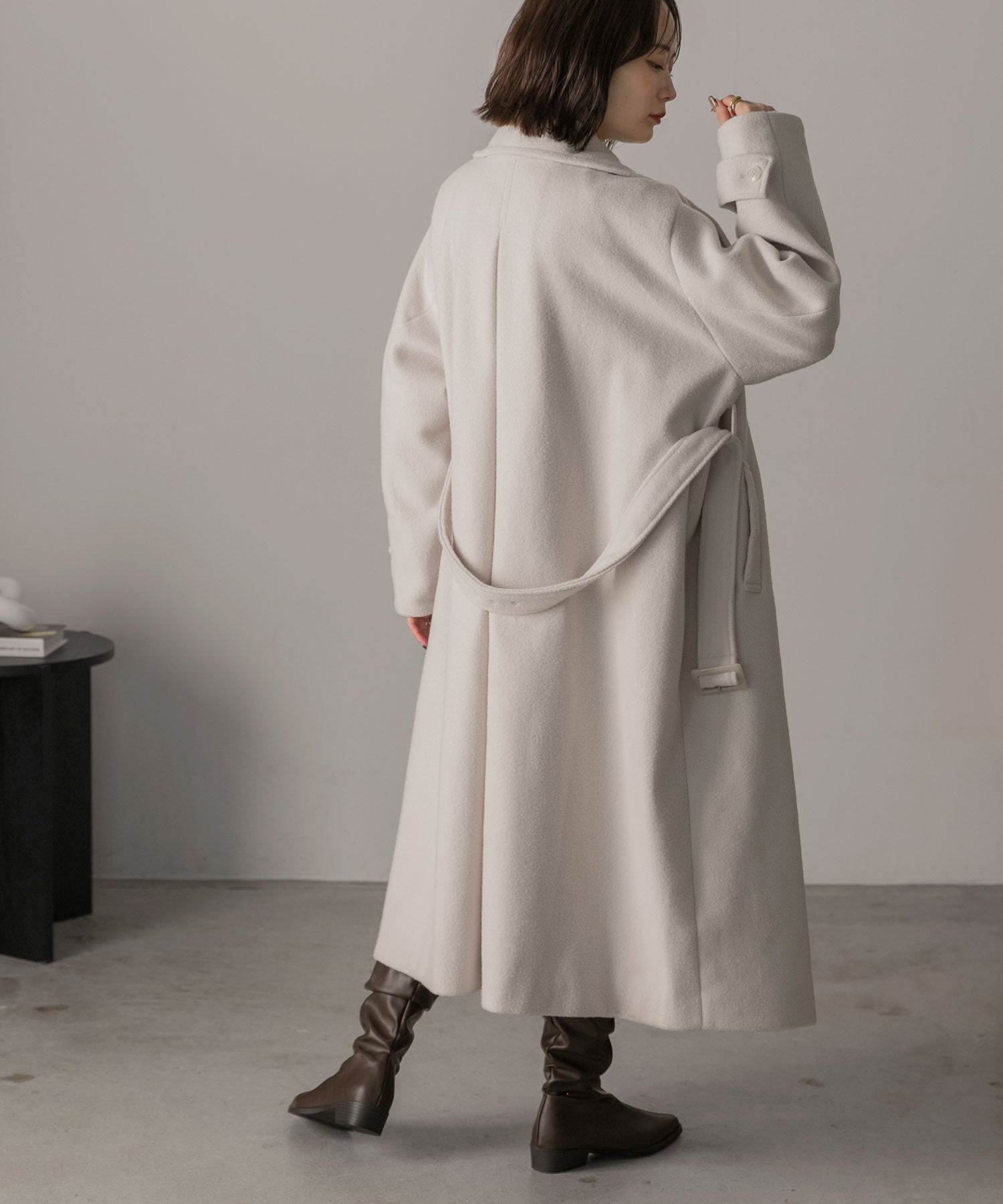 アドティエ ad thie 【2024AW新作】スタンドカラー 2WAYオーバーコート (ブラック) ブラック