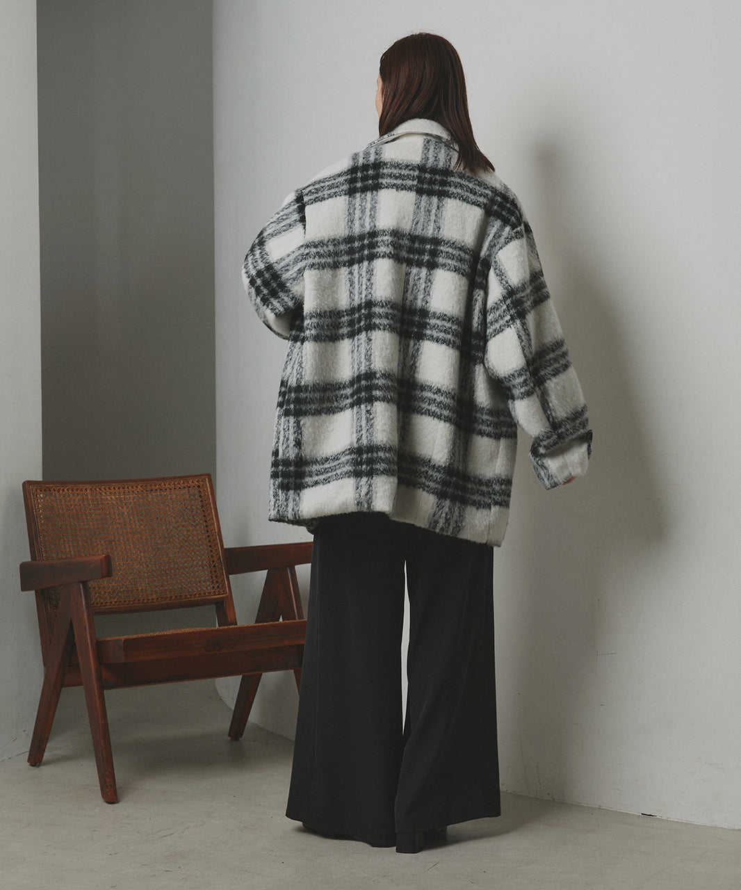 アドティエ ad thie シャギーコクーンミドルコート (グレー) グレー