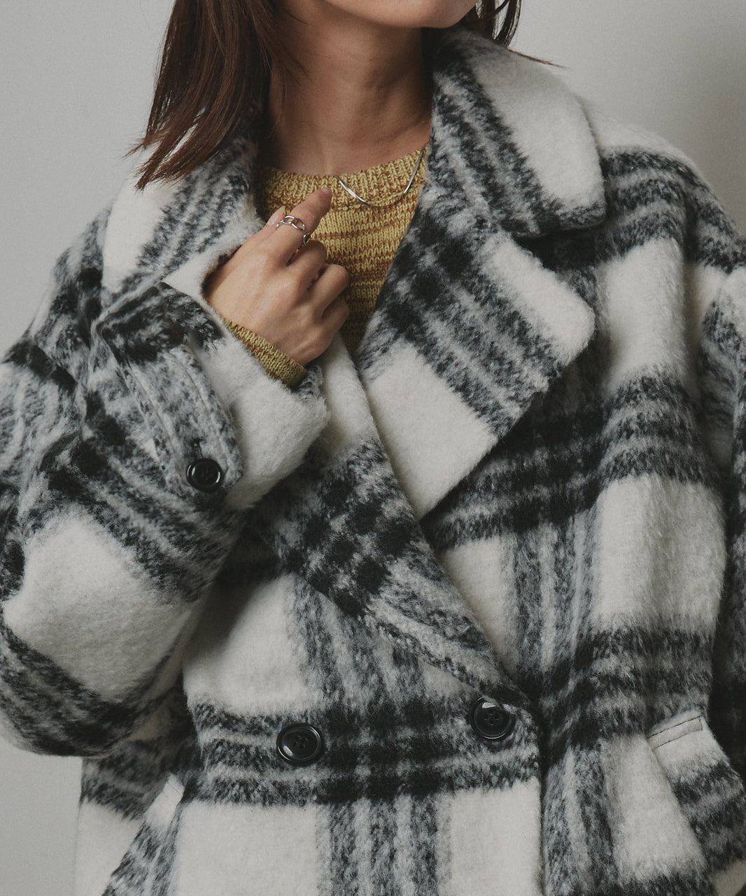 アドティエ ad thie シャギーコクーンミドルコート (グレー) グレー