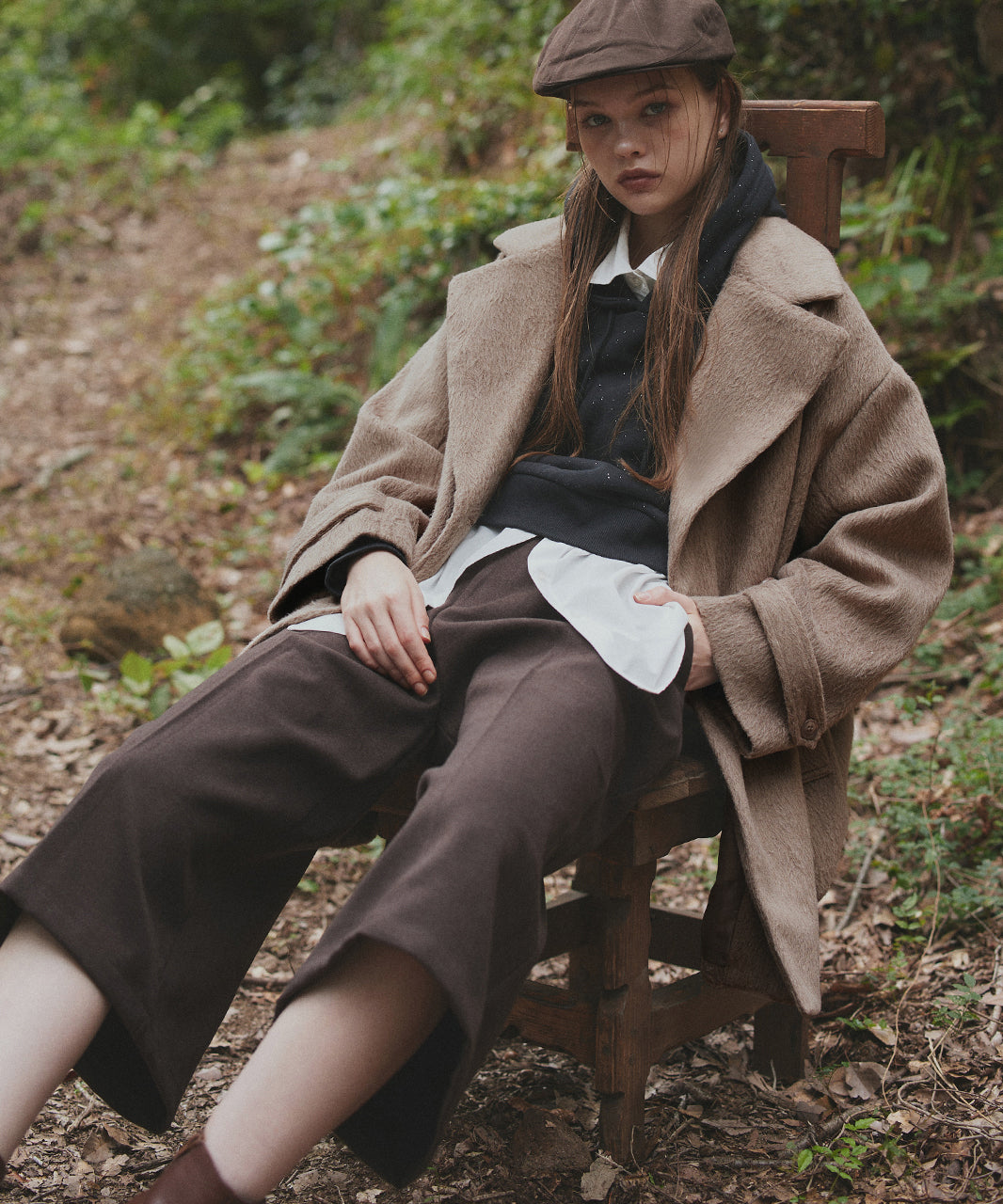 アドティエ ad thie シャギーコクーンミドルコート (グレー) グレー