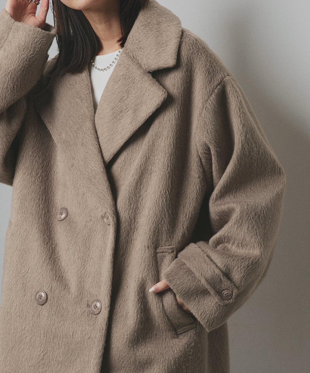 アドティエ ad thie シャギーコクーンミドルコート (グレー) グレー