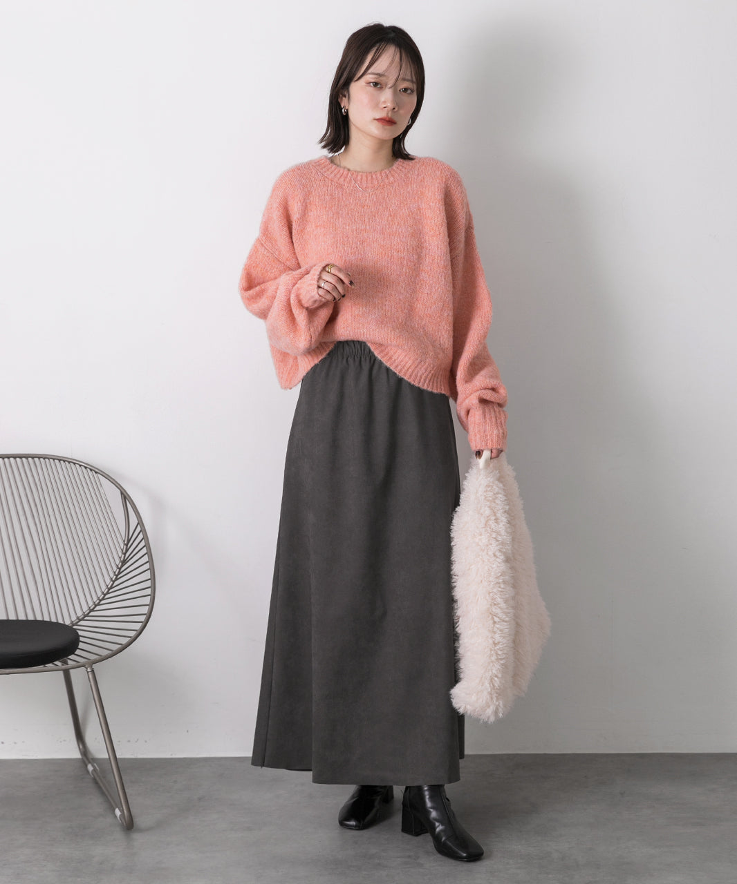 Adthie ad thie 【2024AW New Collection】 Suede Touch Long Skirt