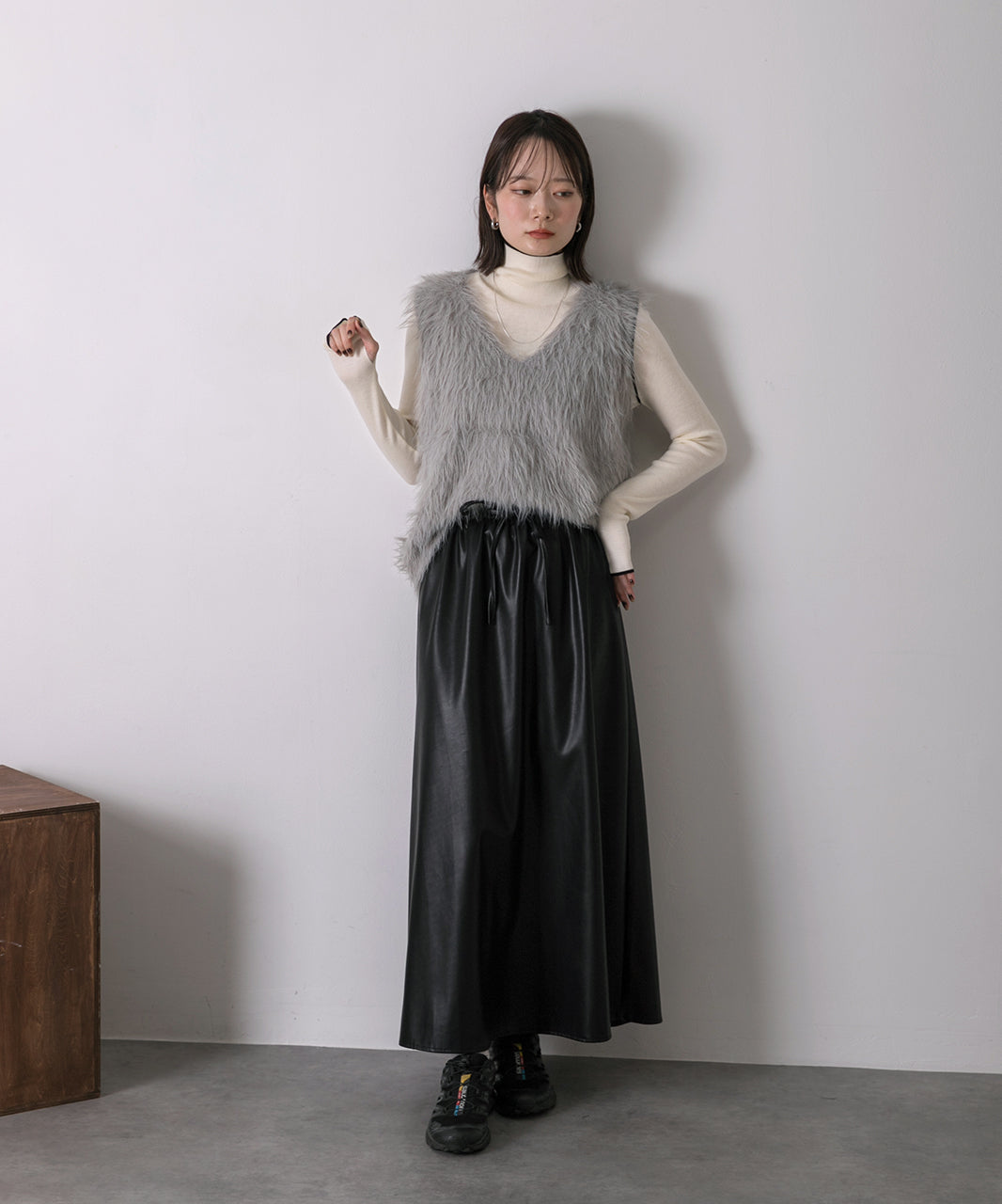 アドティエ ad thie 【2024AW新作】レザーライク ロングスカート