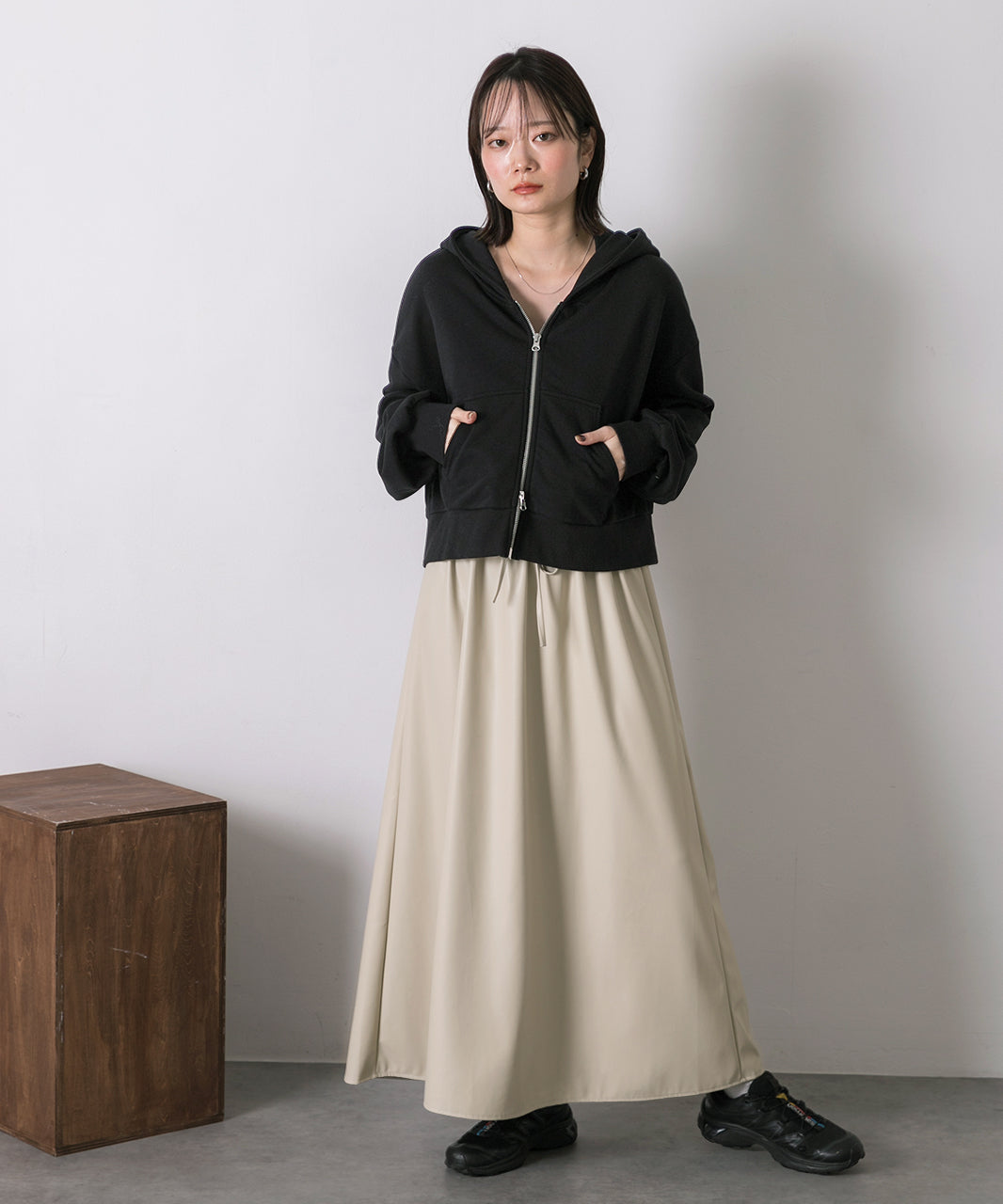 アドティエ ad thie 【2024AW新作】レザーライク ロングスカート