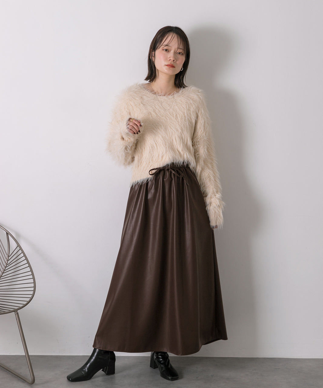 アドティエ ad thie 【2024AW新作】レザーライク ロングスカート