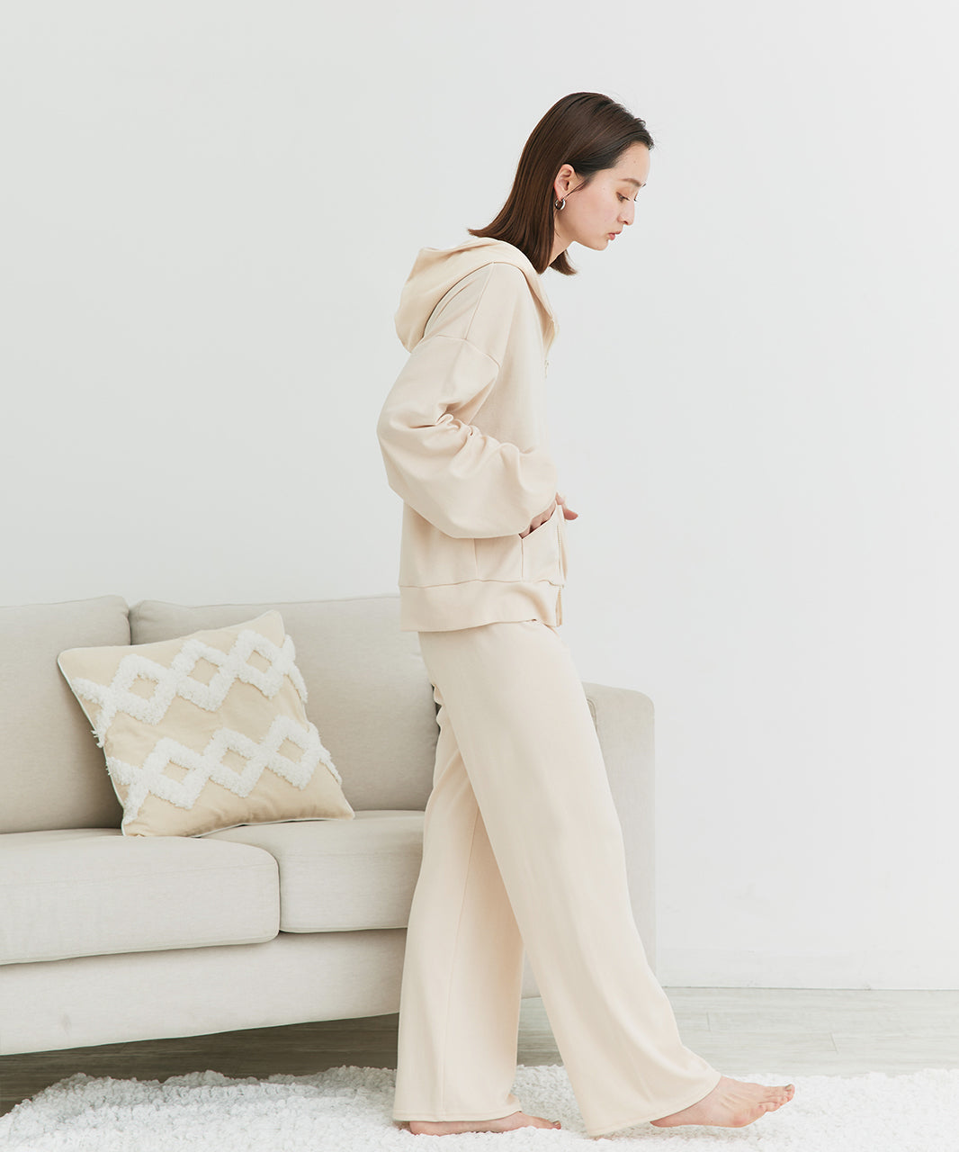 アドティエ ad thie 【2025SS新作】スムースダブルジップパーカールームウェア (杢グレー) 杢グレー