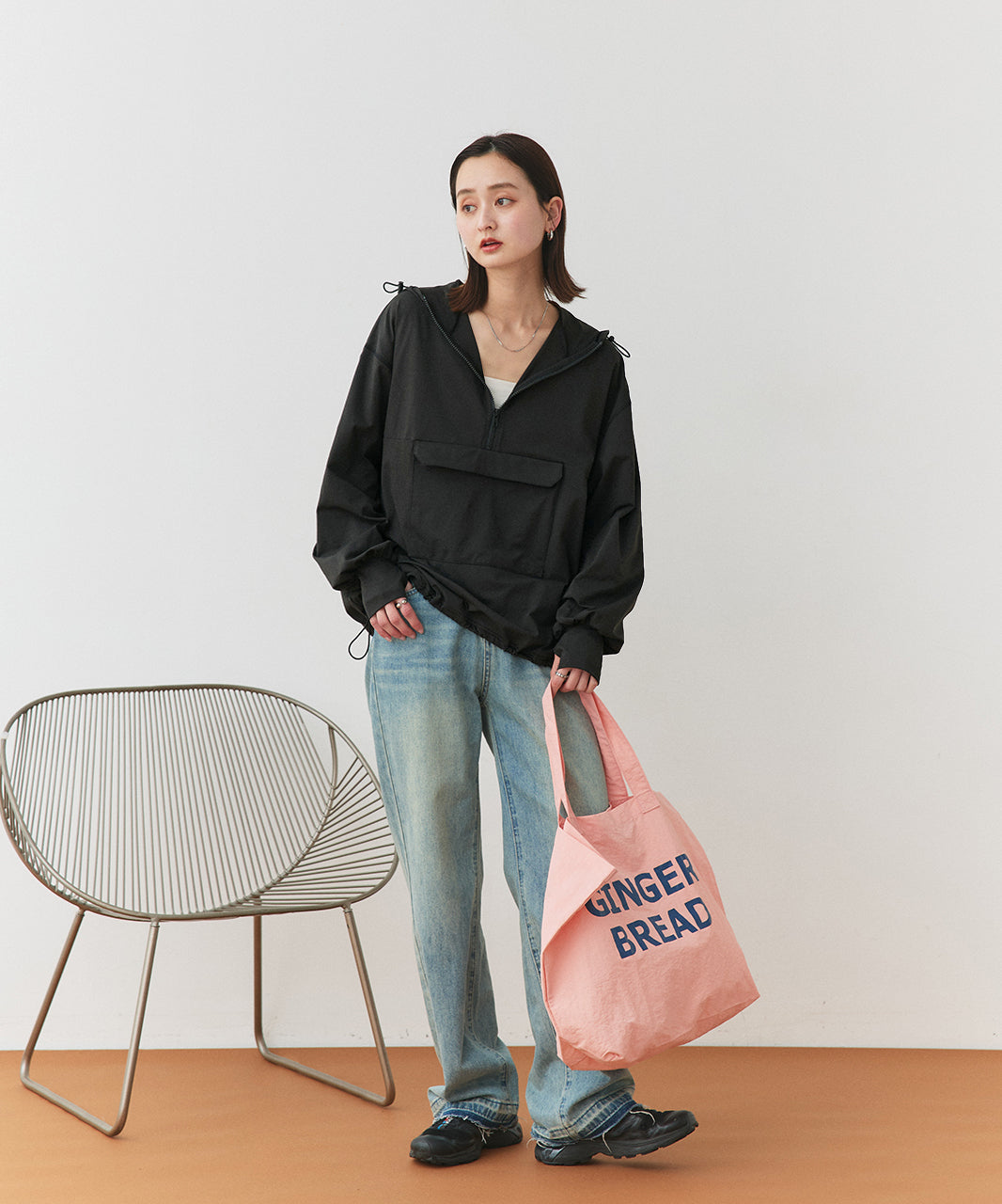 アドティエ ad thie 【2025SS新作】UVカットラッシュガード ハーフジップアノラックパーカー (ブラック) ブラック