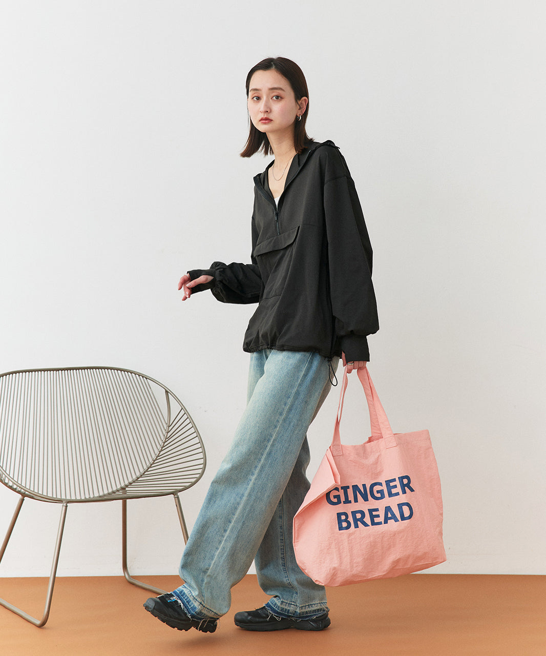 アドティエ ad thie 【2025SS新作】UVカットラッシュガード ハーフジップアノラックパーカー (ブラック) ブラック