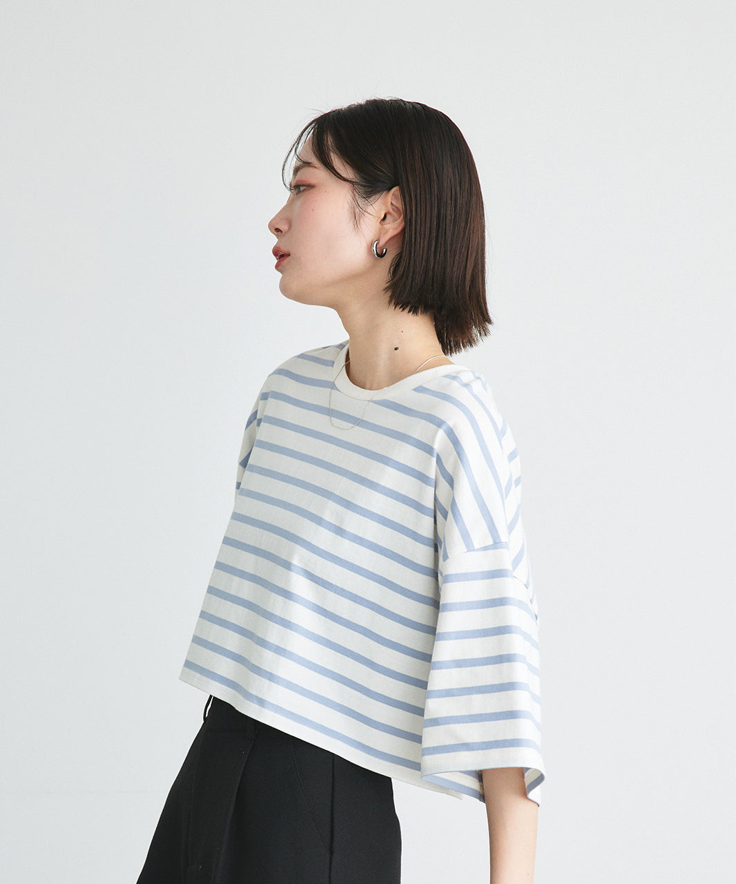 アドティエ ad thie 【2025SS新作】ベーシックショート丈Tシャツ (ブラック) ブラック