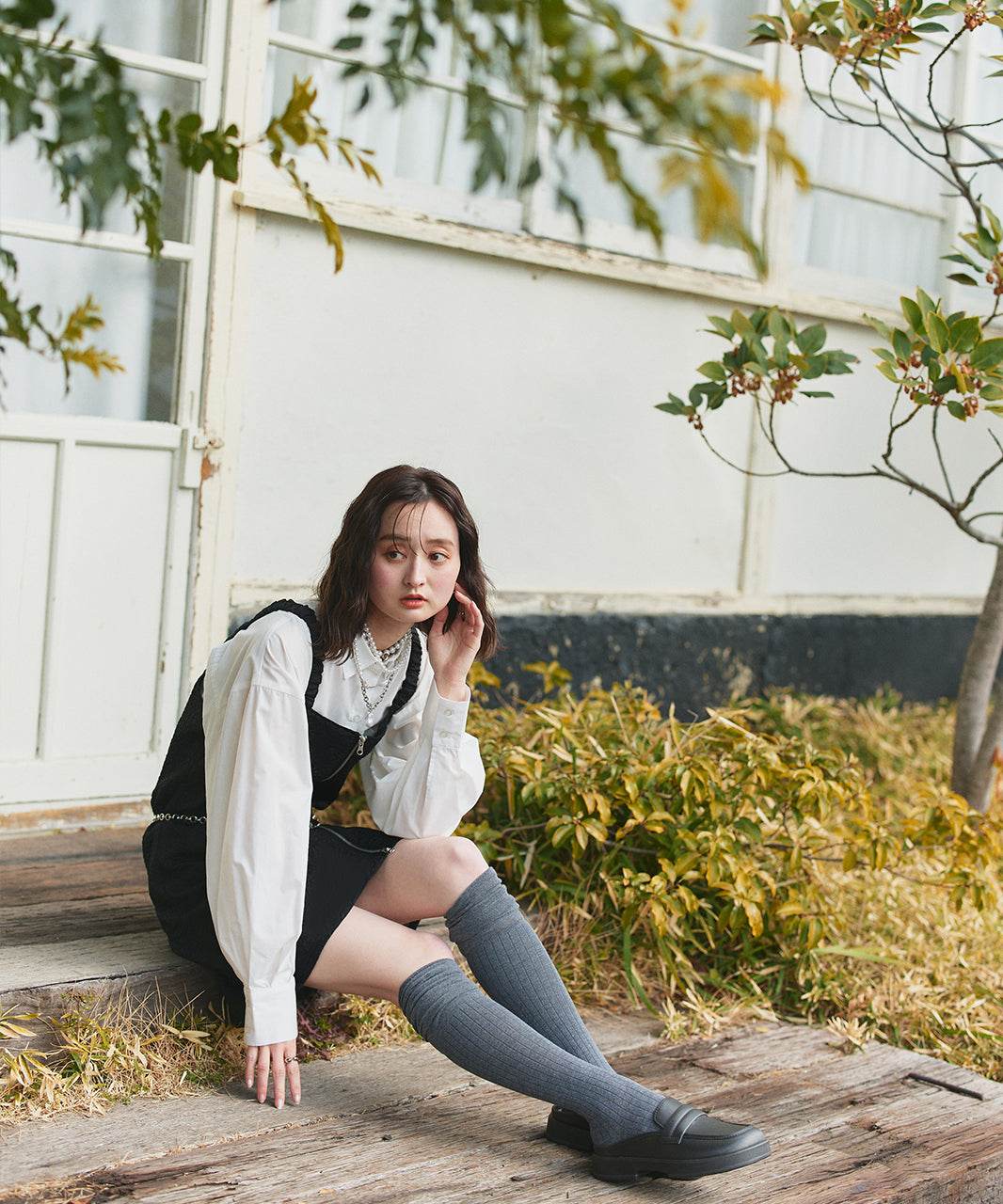 アドティエ ad thie 【2025SS新作】ナイロンダブルジップミニワンピース (ブラック) ブラック