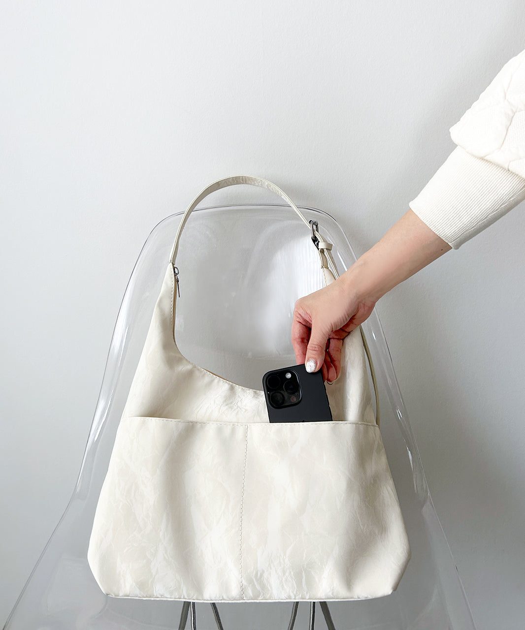 アドティエ ad thie 【2025SS新作】ニュアンス柄ワンショルダートートバッグ (グリーン) グリーン