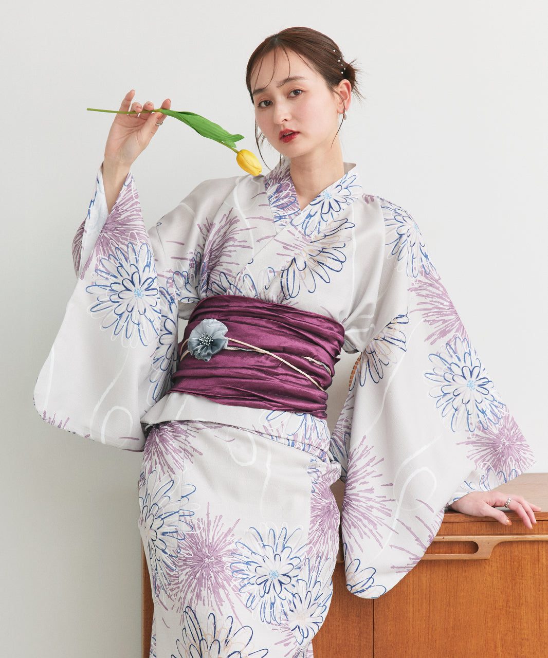 アドティエ ad thie 【2025SS新作】3点セット 花火柄セパレート2WAY浴衣セット (アイボリー) アイボリー