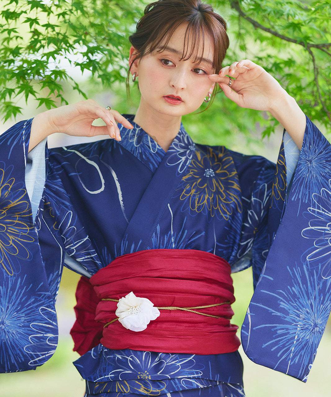 アドティエ ad thie 【2025SS新作】3点セット 花火柄セパレート2WAY浴衣セット (アイボリー) アイボリー