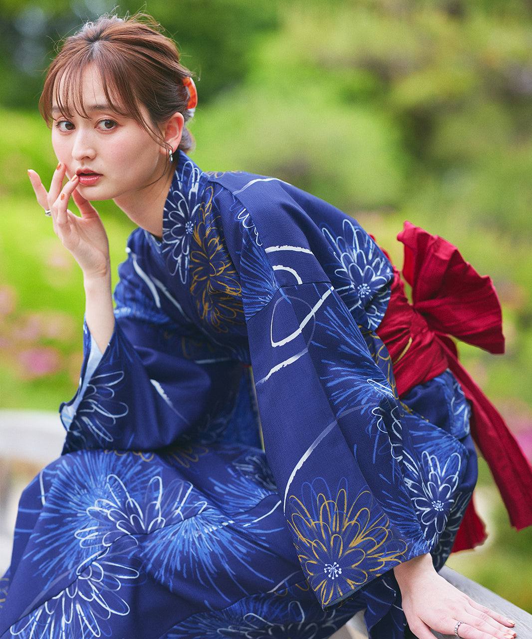 アドティエ ad thie 【2025SS新作】3点セット 花火柄セパレート2WAY浴衣セット (ネイビー) ネイビー