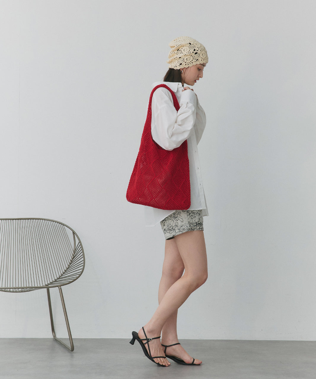 アドティエ ad thie ニットトートバッグ (レッド) レッド