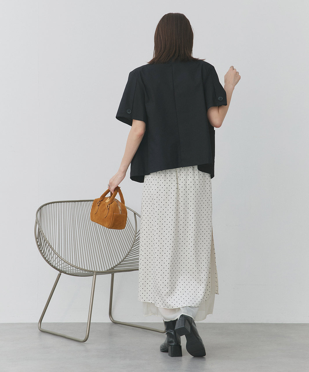 アドティエ ad thie ドットロングスカート (ブラック) ブラック