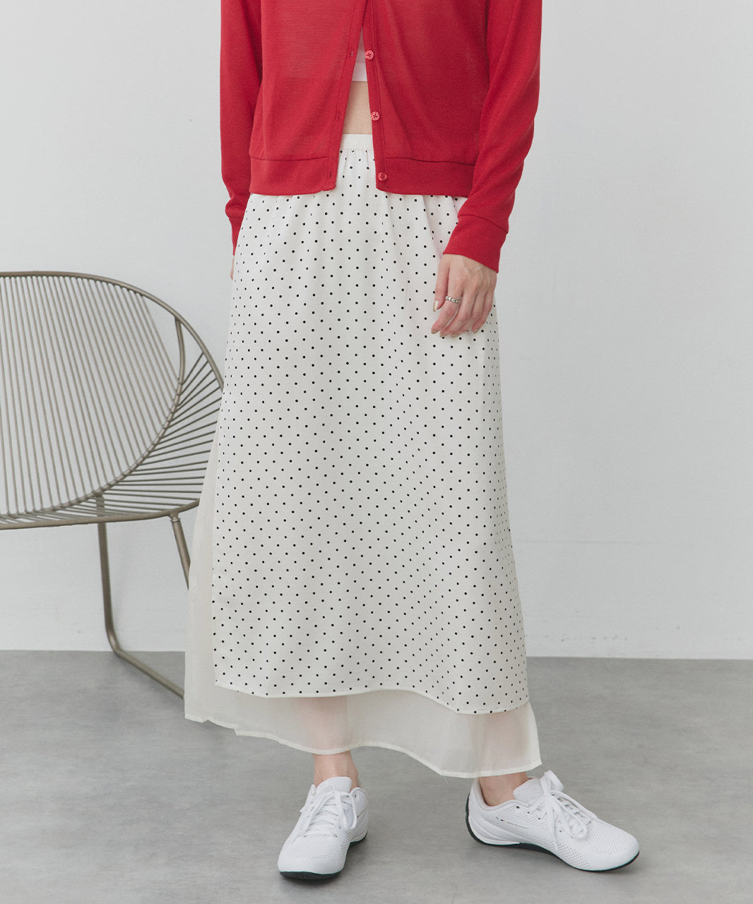 アドティエ ad thie ドットロングスカート (ブラック) ブラック