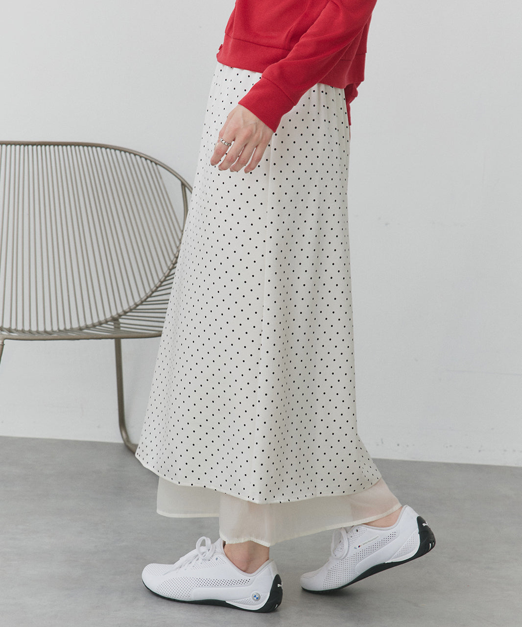 アドティエ ad thie ドットロングスカート (ブラック) ブラック