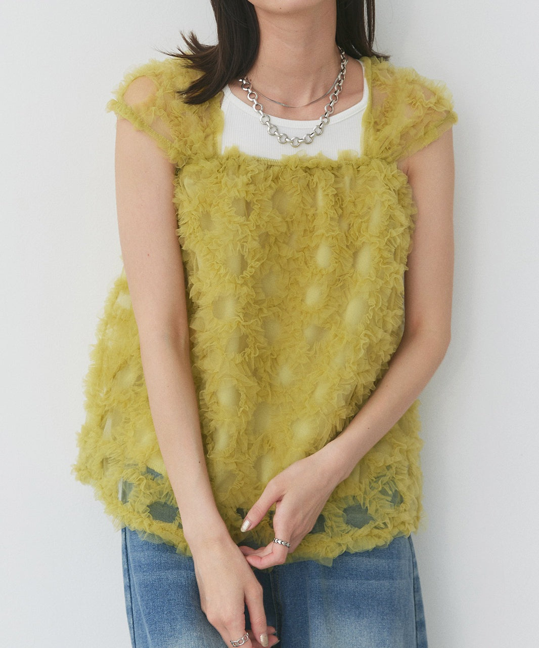 アドティエ ad thie ふわパフノースリブラウス (アイボリー) オフホワイト