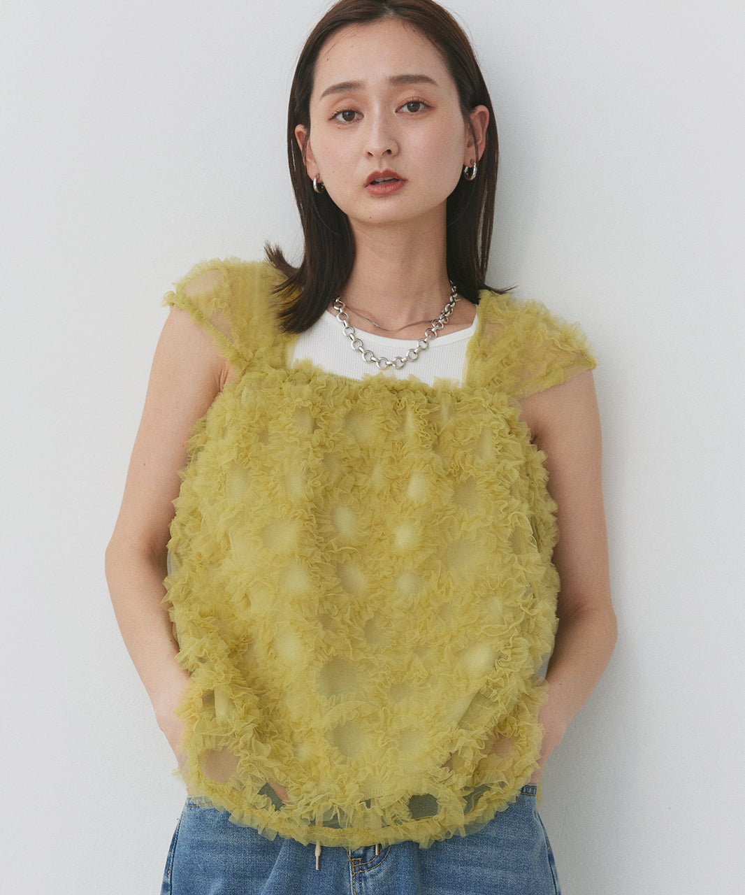 アドティエ ad thie ふわパフノースリブラウス (アイボリー) オフホワイト