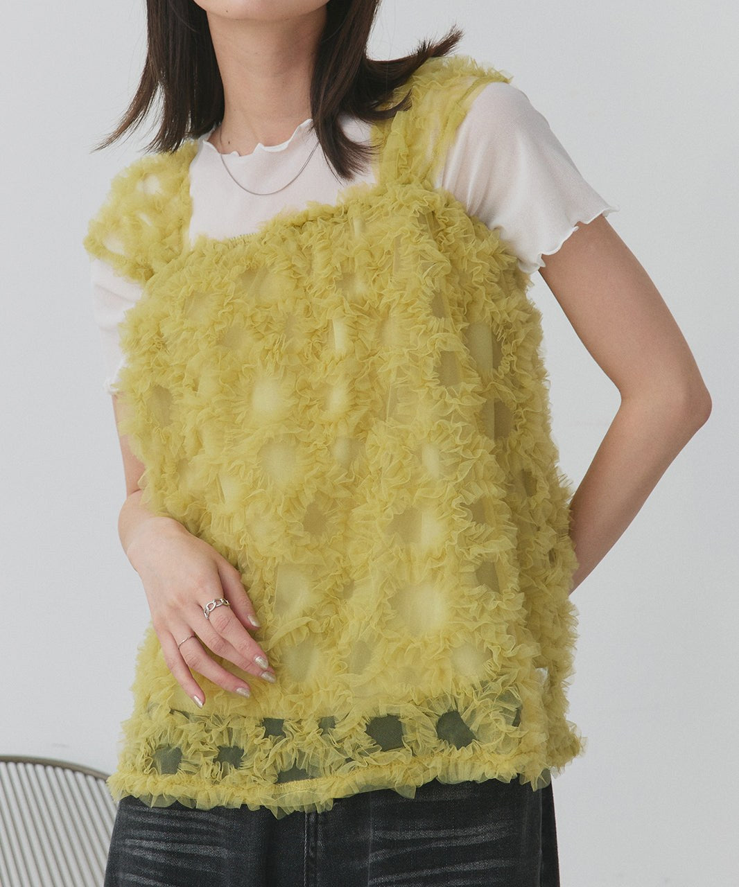 アドティエ ad thie ふわパフノースリブラウス (アイボリー) オフホワイト