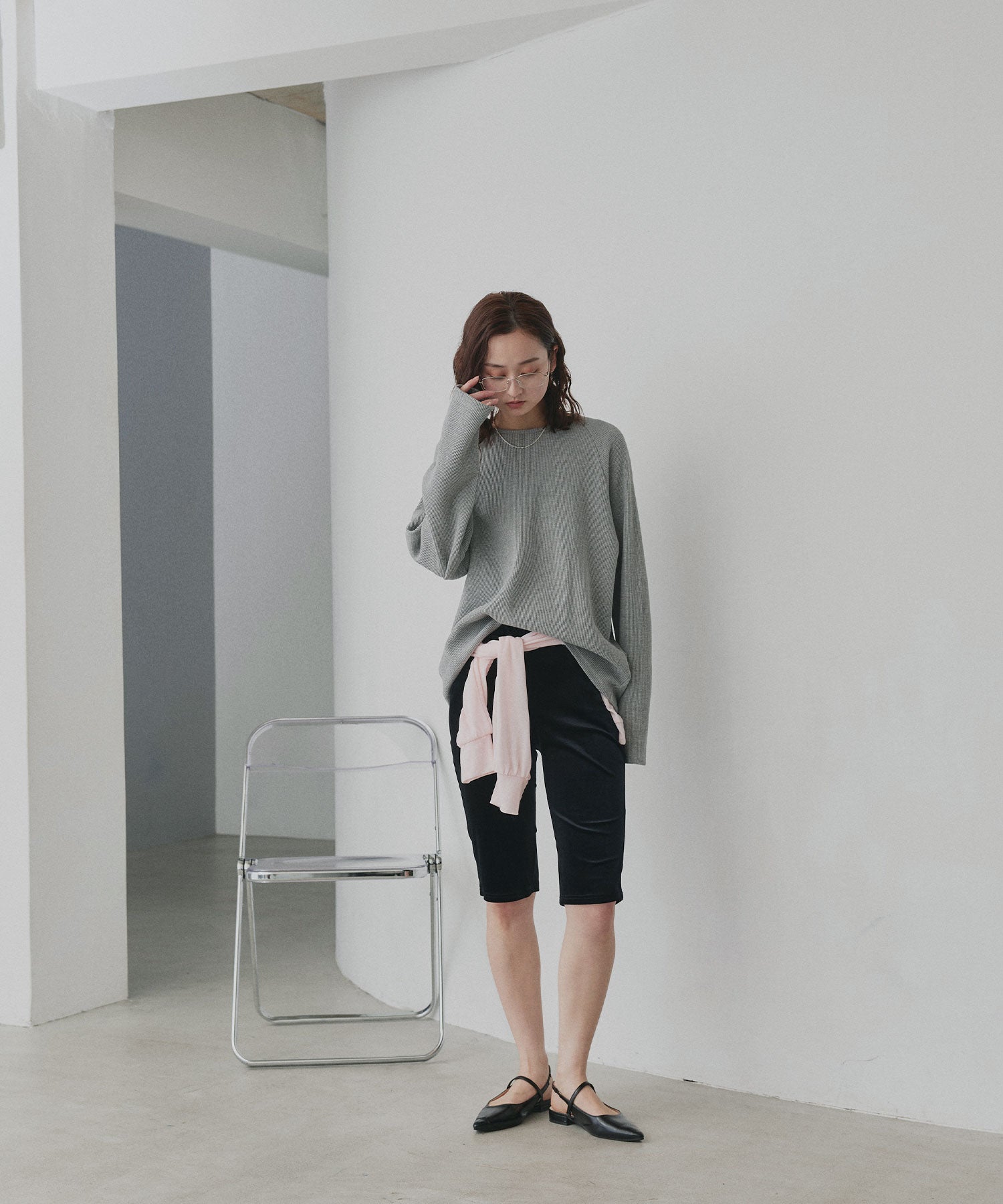 アドティエ ad thieラグランスリーブ ワッフルプルオーバー (オフホワイト) オフホワイト