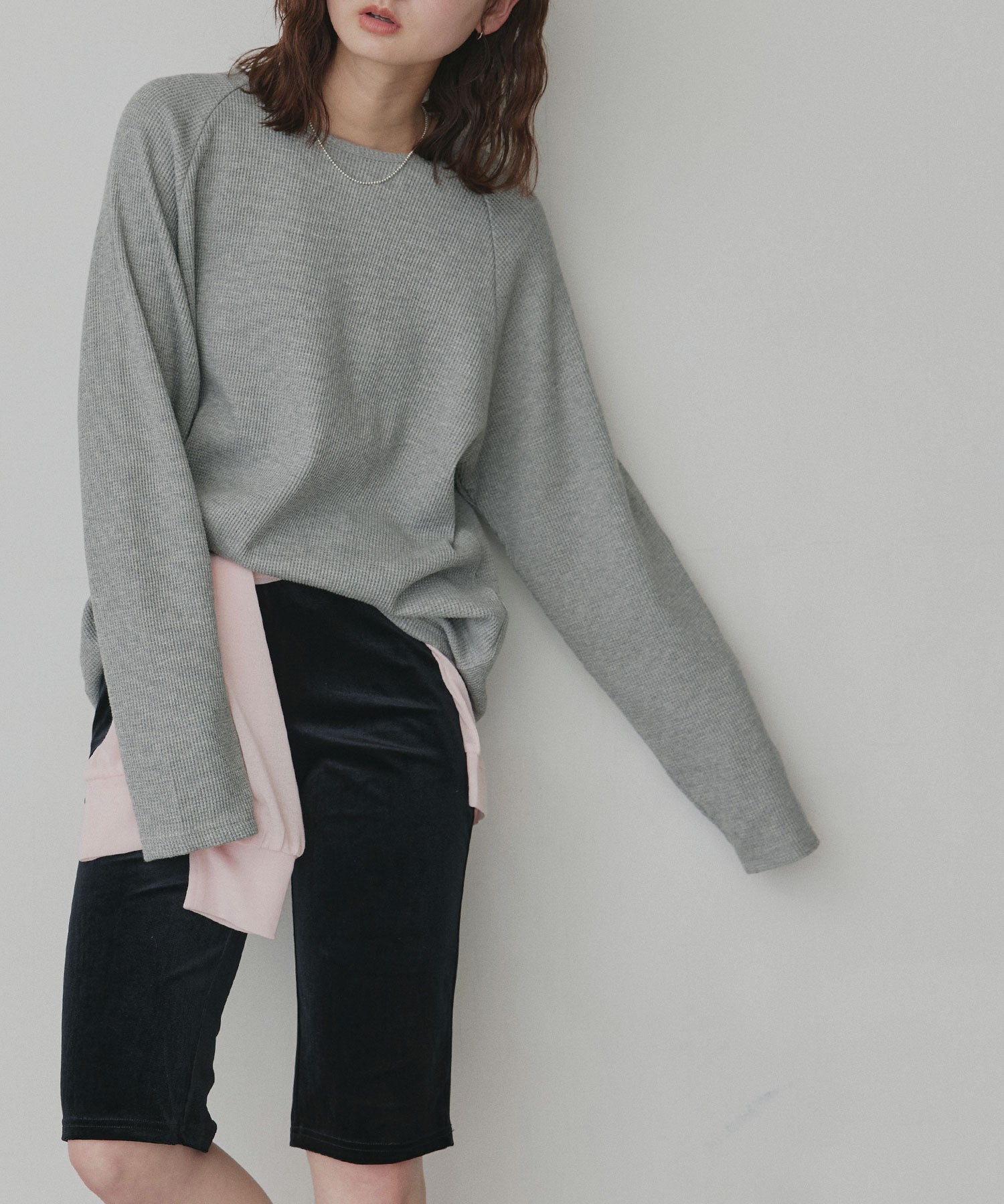 アドティエ ad thieラグランスリーブ ワッフルプルオーバー (オフホワイト) オフホワイト