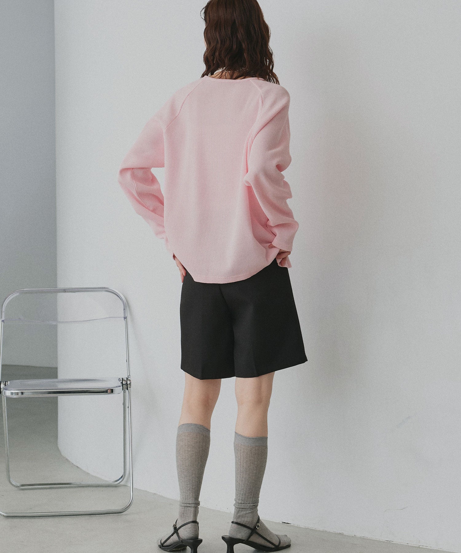 アドティエ ad thieラグランスリーブ ワッフルプルオーバー (オフホワイト) オフホワイト