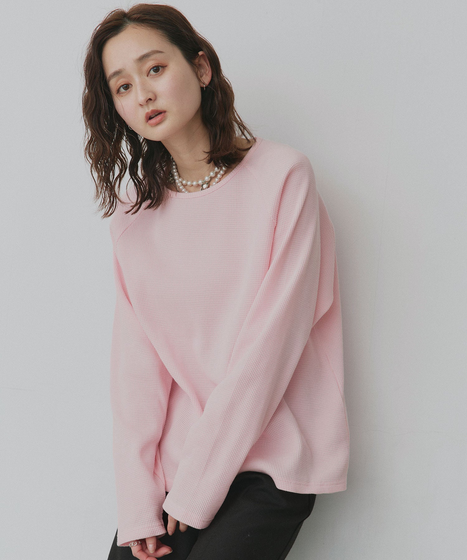 アドティエ ad thieラグランスリーブ ワッフルプルオーバー (オフホワイト) オフホワイト