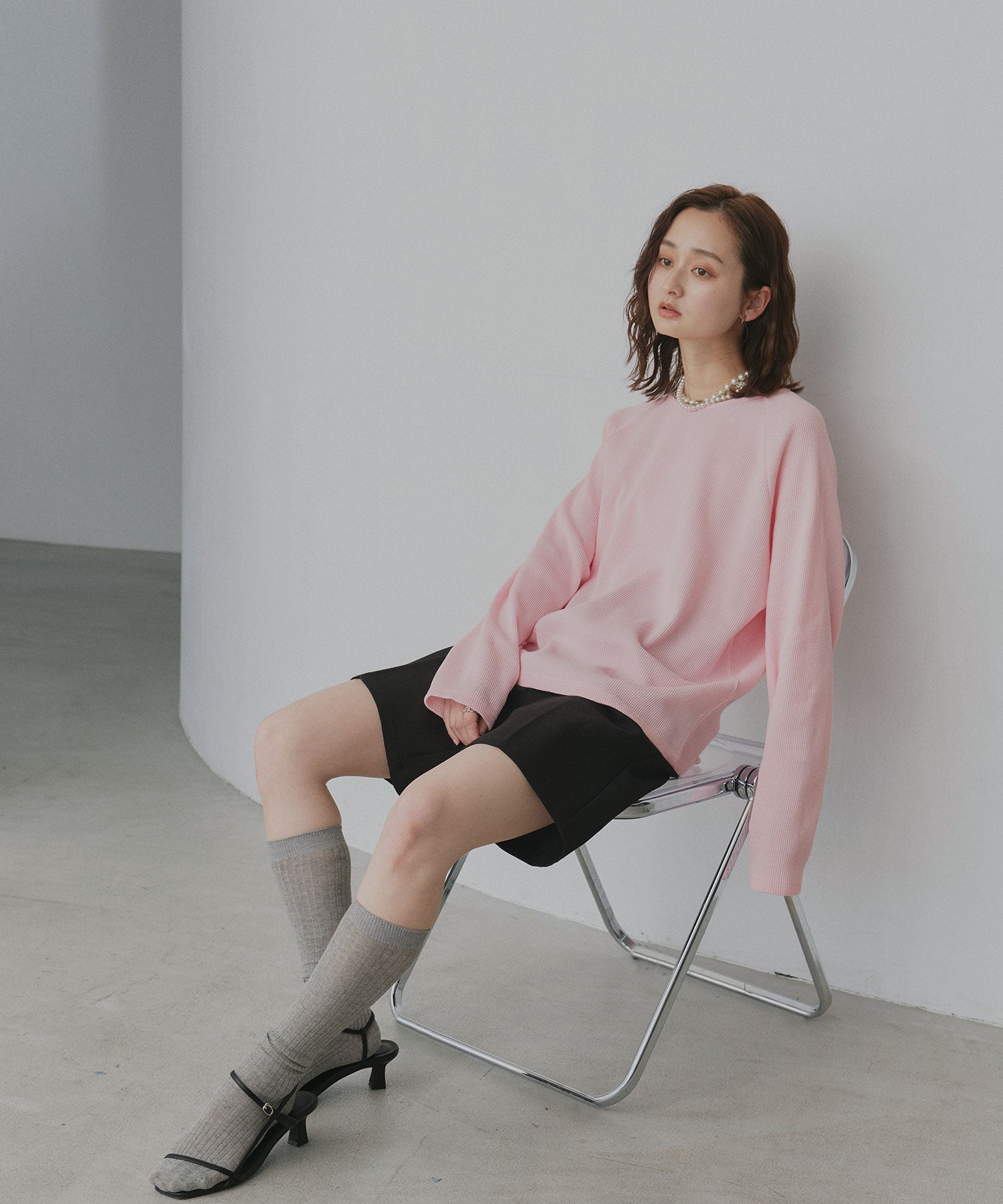 アドティエ ad thieラグランスリーブ ワッフルプルオーバー (オフホワイト) オフホワイト