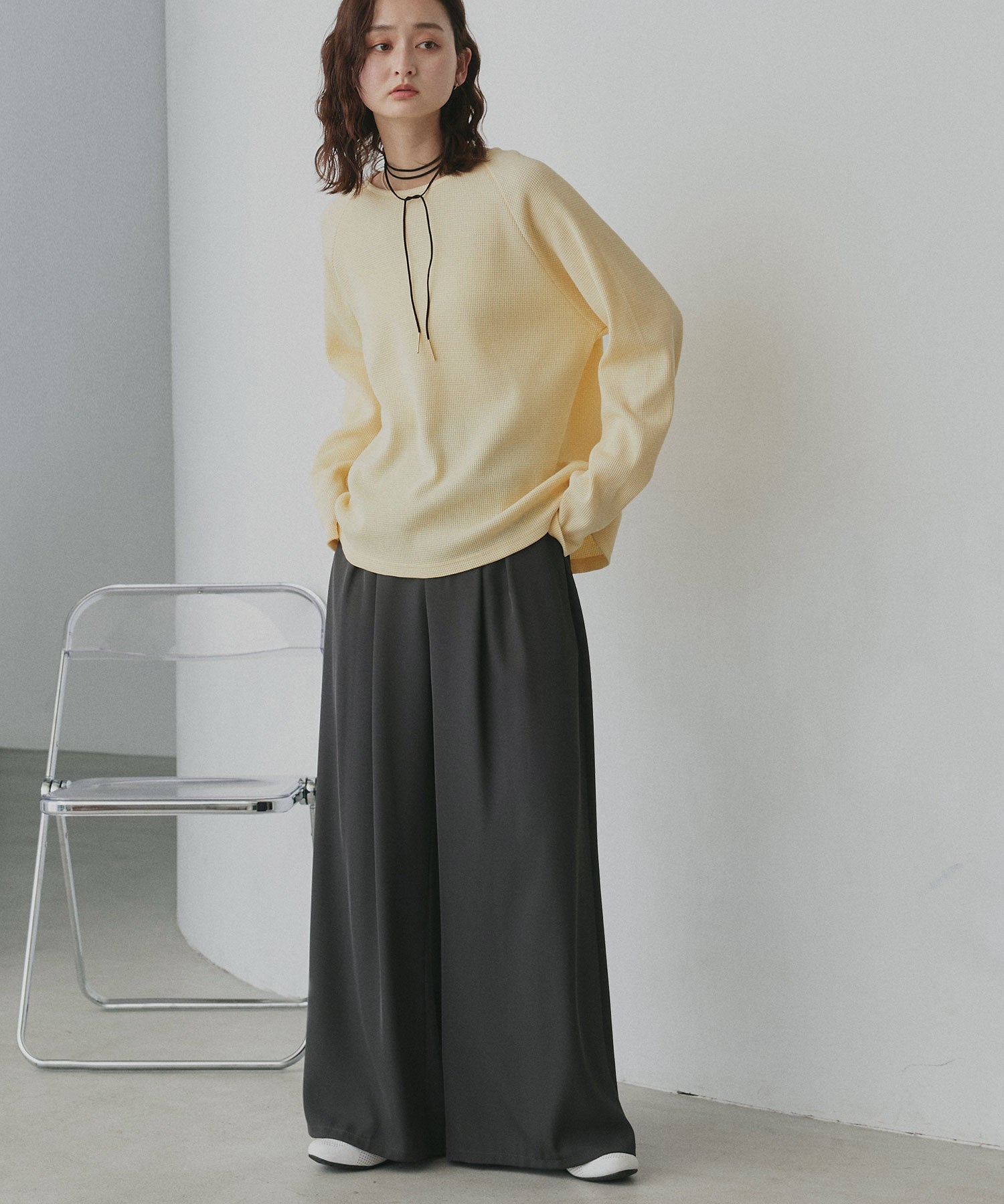 アドティエ ad thieラグランスリーブ ワッフルプルオーバー (オフホワイト) オフホワイト