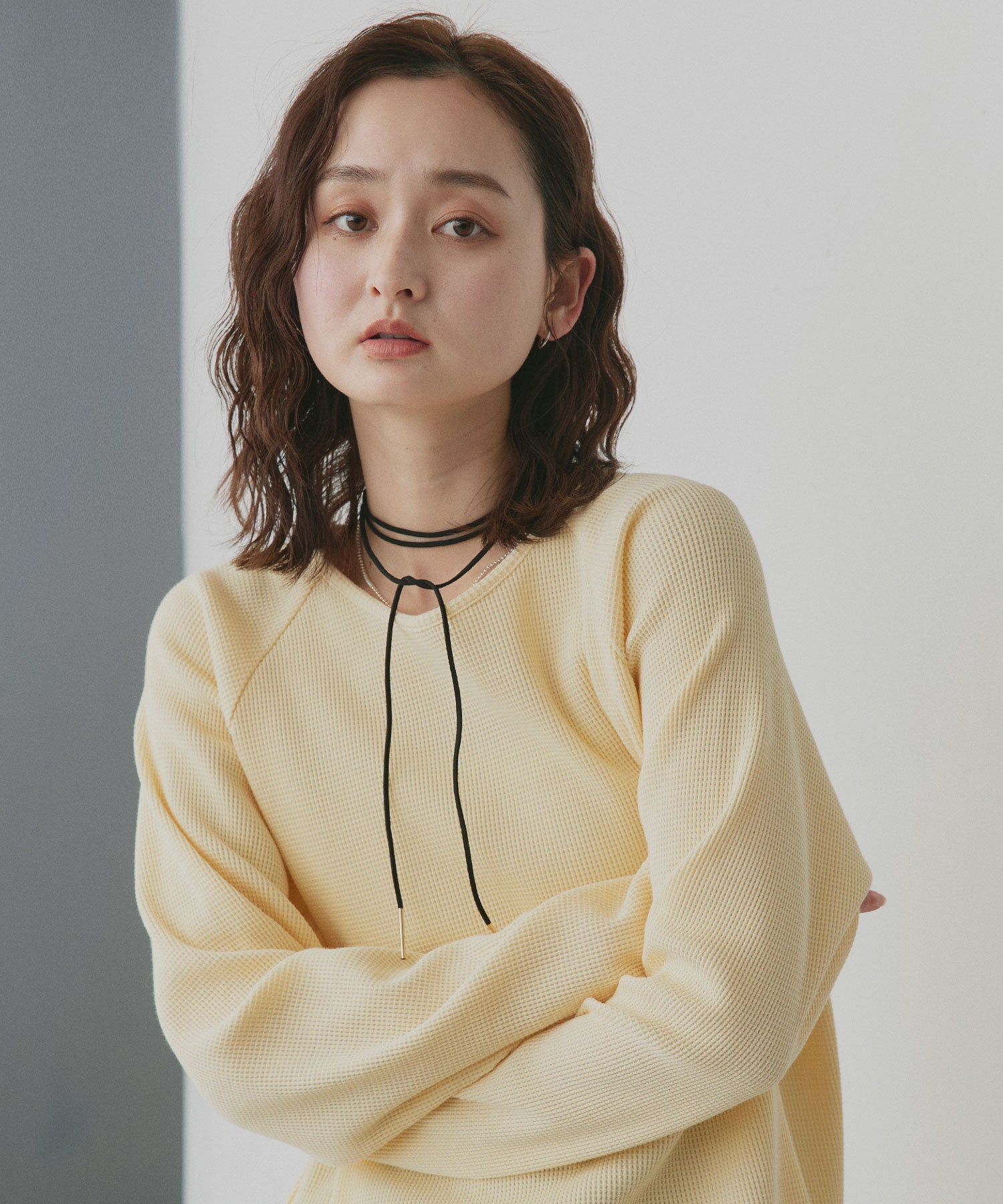 アドティエ ad thieラグランスリーブ ワッフルプルオーバー (オフホワイト) オフホワイト