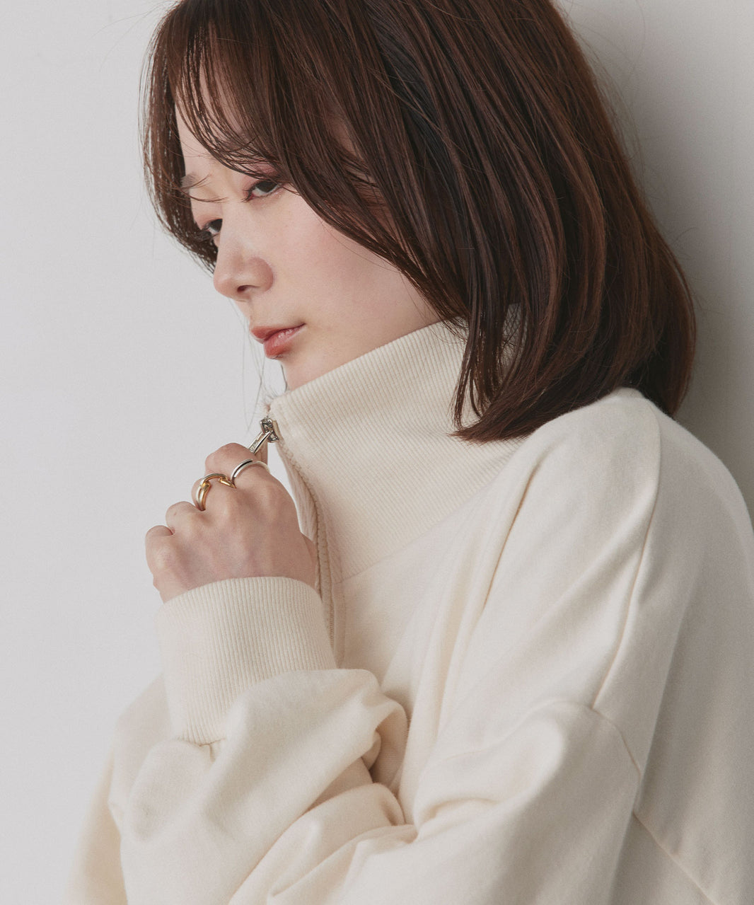 アドティエ ad thie 【2025AW新作】スタンドカラーダブルジップスウェットブルゾン (ブラック) ブラック