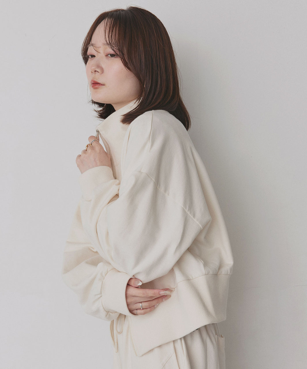 アドティエ ad thie 【2025AW新作】スタンドカラーダブルジップスウェットブルゾン (ブラック) ブラック