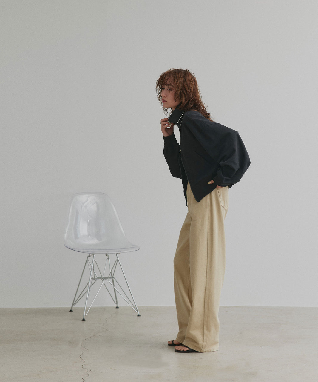 アドティエ ad thie 【2025AW新作】スタンドカラーダブルジップスウェットブルゾン (ブラック) ブラック