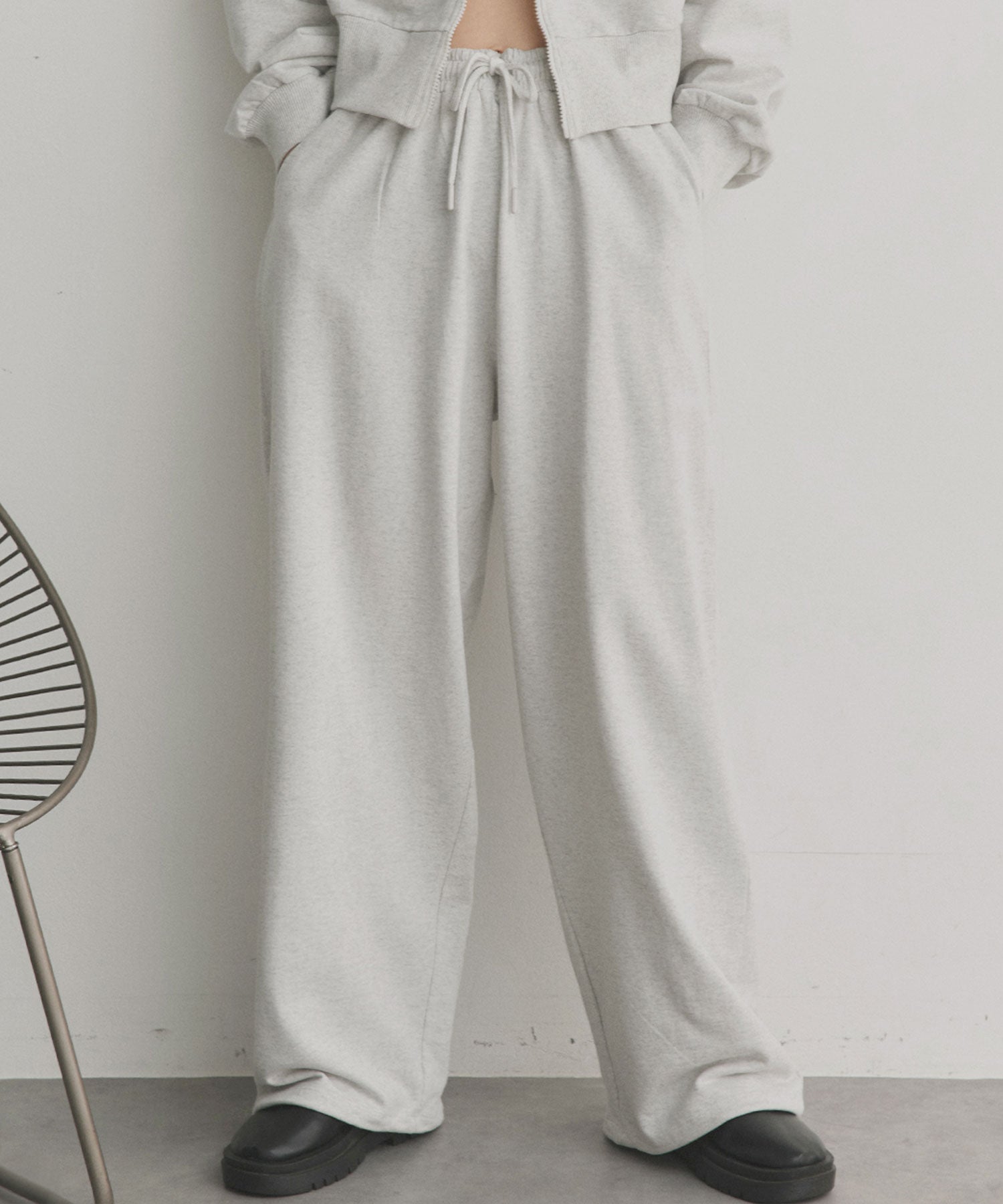 アドティエ ad thieスウェットイージーワイドパンツ (ブラウン) ブラウン